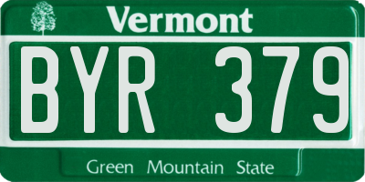 VT license plate BYR379