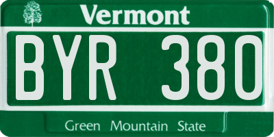 VT license plate BYR380