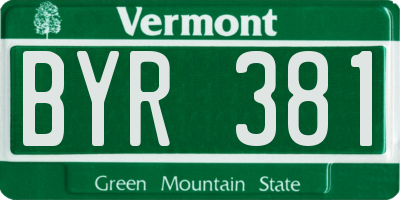 VT license plate BYR381