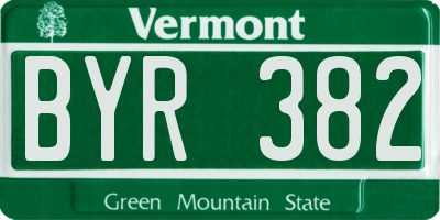 VT license plate BYR382