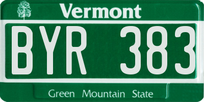 VT license plate BYR383