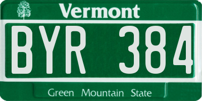 VT license plate BYR384