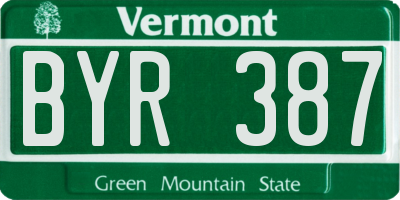 VT license plate BYR387