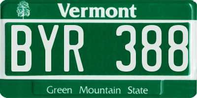 VT license plate BYR388