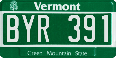VT license plate BYR391