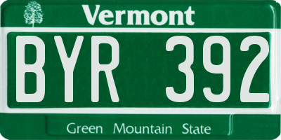 VT license plate BYR392