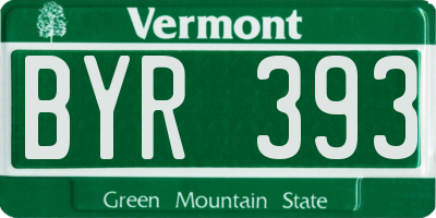 VT license plate BYR393