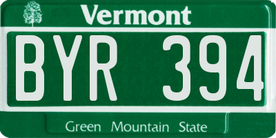 VT license plate BYR394
