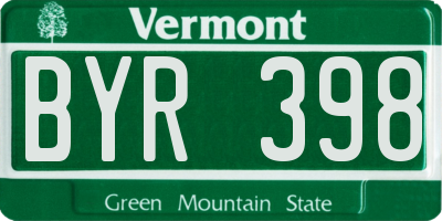 VT license plate BYR398