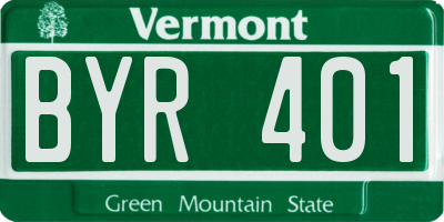 VT license plate BYR401