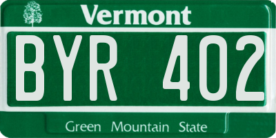 VT license plate BYR402