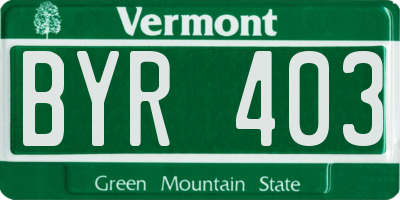 VT license plate BYR403