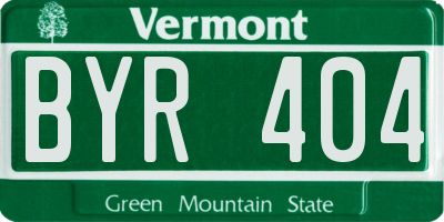 VT license plate BYR404
