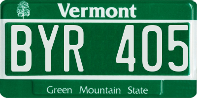 VT license plate BYR405