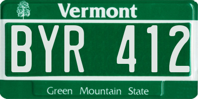 VT license plate BYR412