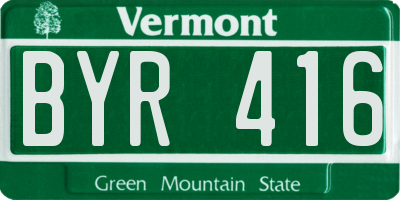 VT license plate BYR416
