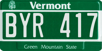 VT license plate BYR417