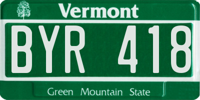 VT license plate BYR418