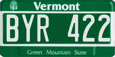 VT license plate BYR422