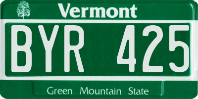 VT license plate BYR425