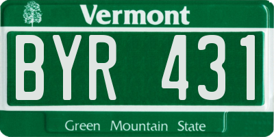VT license plate BYR431