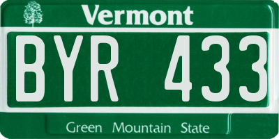 VT license plate BYR433