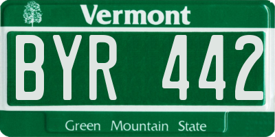 VT license plate BYR442