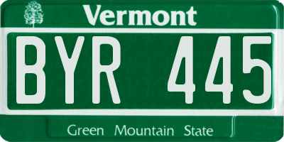 VT license plate BYR445