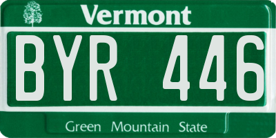 VT license plate BYR446