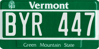 VT license plate BYR447