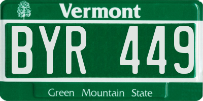 VT license plate BYR449