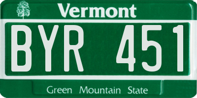VT license plate BYR451