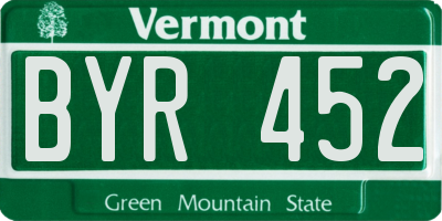 VT license plate BYR452