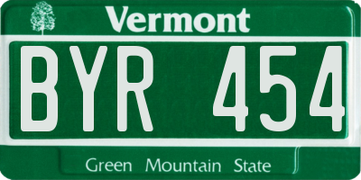 VT license plate BYR454