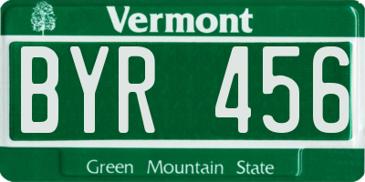 VT license plate BYR456