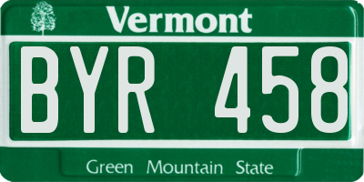 VT license plate BYR458