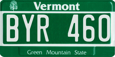 VT license plate BYR460
