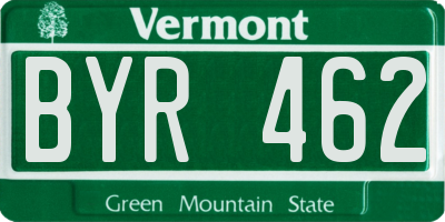VT license plate BYR462