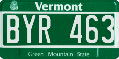 VT license plate BYR463