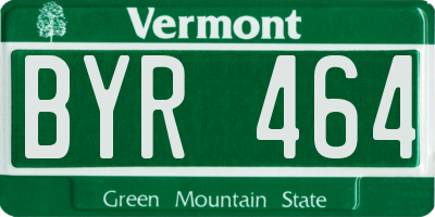 VT license plate BYR464