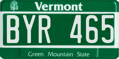 VT license plate BYR465
