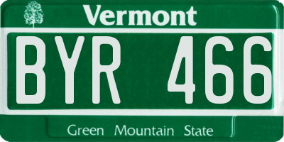 VT license plate BYR466