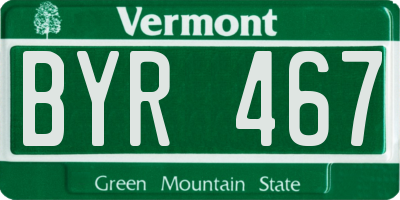 VT license plate BYR467