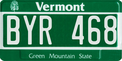 VT license plate BYR468