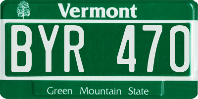 VT license plate BYR470