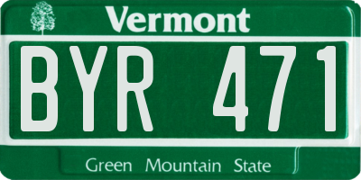 VT license plate BYR471