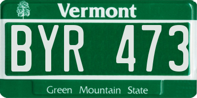 VT license plate BYR473