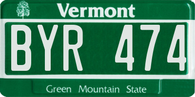 VT license plate BYR474