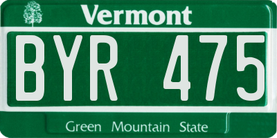 VT license plate BYR475