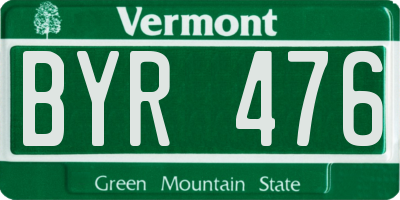 VT license plate BYR476